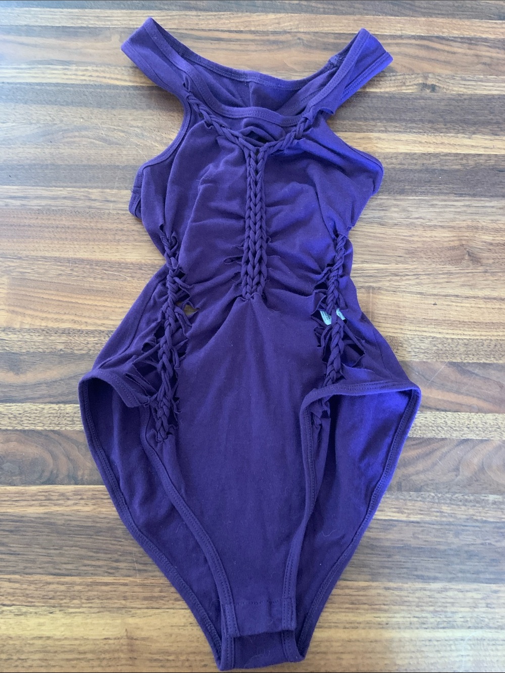 Purple Braided Detail Women's Bodysuit